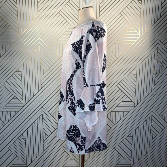 Bar III Ruffle-Sleeve Shift Dress in Pink Combo - Picture 6 of 12